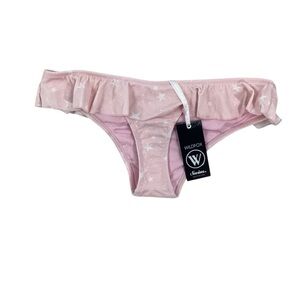 Wildfox Swim Starry Days Ruffle Bikini Bottom Pink Size S